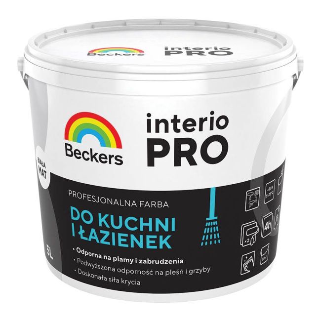 Farba Beckers Interio Pro do kuchni i łazienek biała 5 l