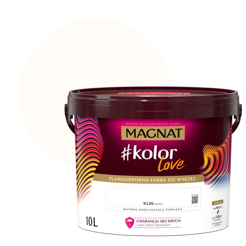 Farba biała plamoodporna Magnat #kolorLove KL106 10 l
