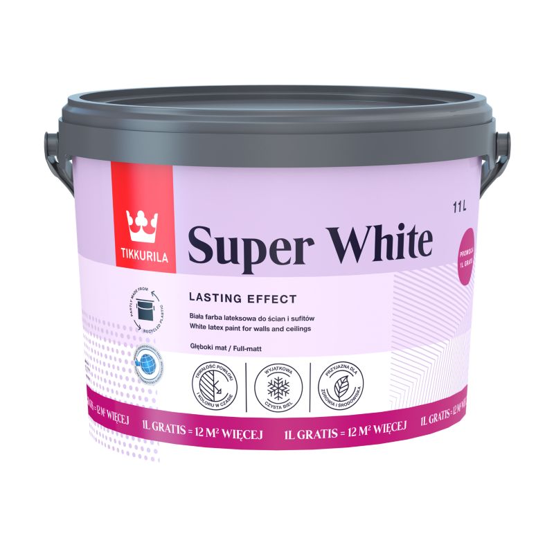 Farba biała Tikkurila Super White 10 l + 10%