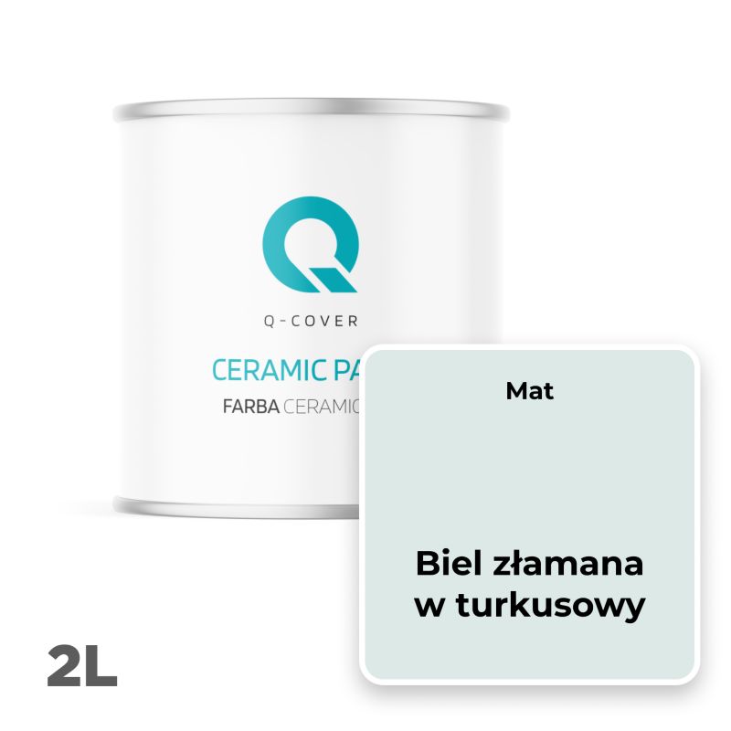 Farba Ceramiczna Do Ścian i Sufitów Q-Cover Biel złamana z turkusowy H1576 Głęboki Mat 2L