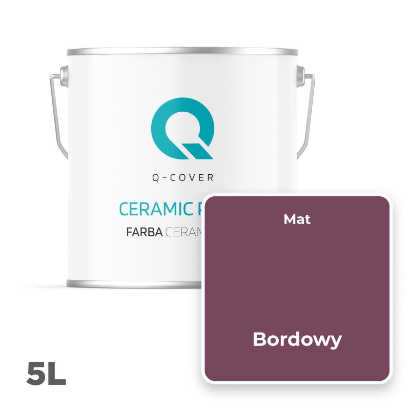 Farba Ceramiczna Do Ścian i Sufitów Q-Cover Bordowy H2809 Głęboki Mat 5L