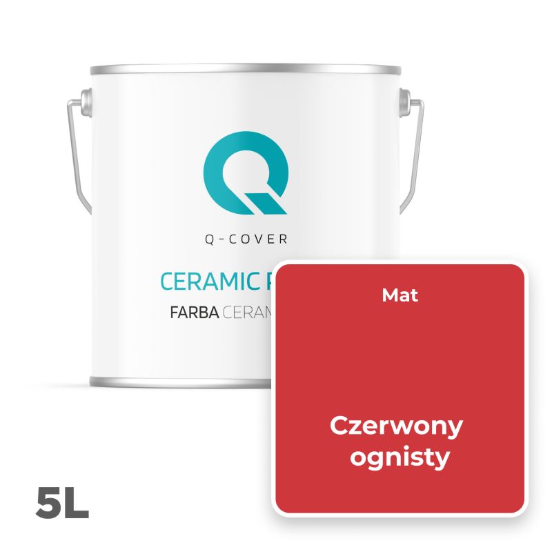 Farba Ceramiczna Do Ścian i Sufitów Q-Cover Czerwony ognisty H3516 Głęboki Mat 5L