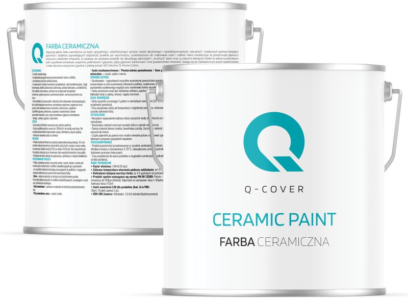 Farba Ceramiczna Do Ścian i Sufitów Q-Cover Czerwony ognisty H3516 Głęboki Mat 5L