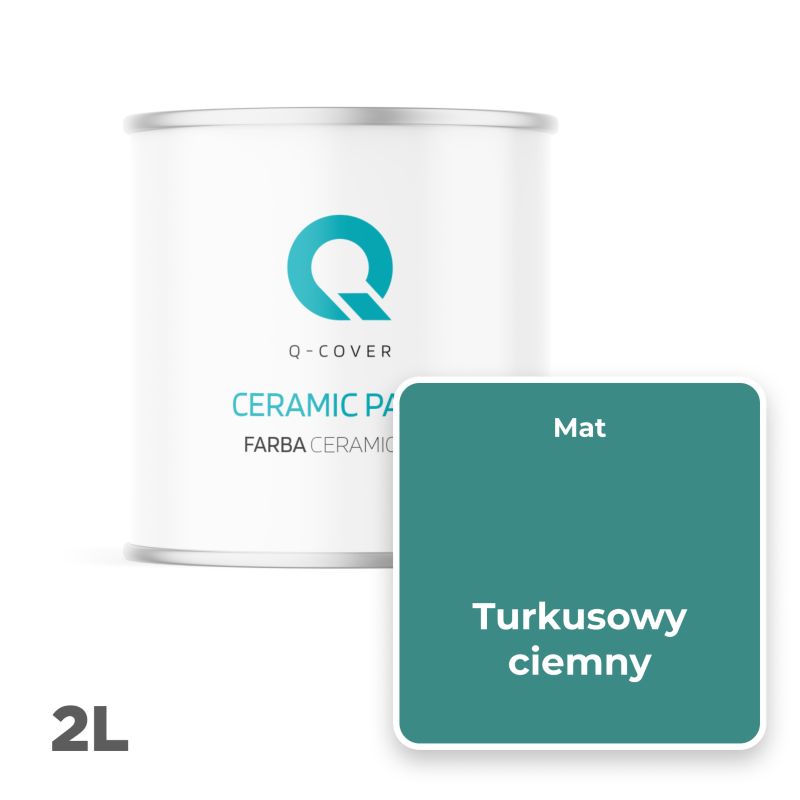 Farba Ceramiczna Do Ścian i Sufitów Q-Cover Turkusowy ciemny H1421 Głęboki Mat 2L