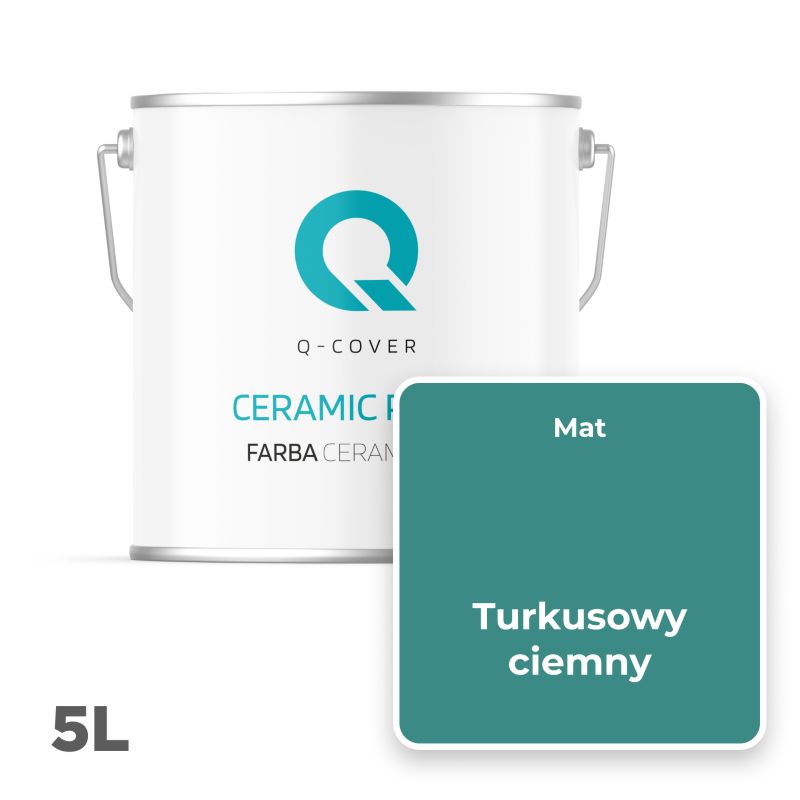 Farba Ceramiczna Do Ścian i Sufitów Q-Cover Turkusowy ciemny H1421 Głęboki Mat 5L