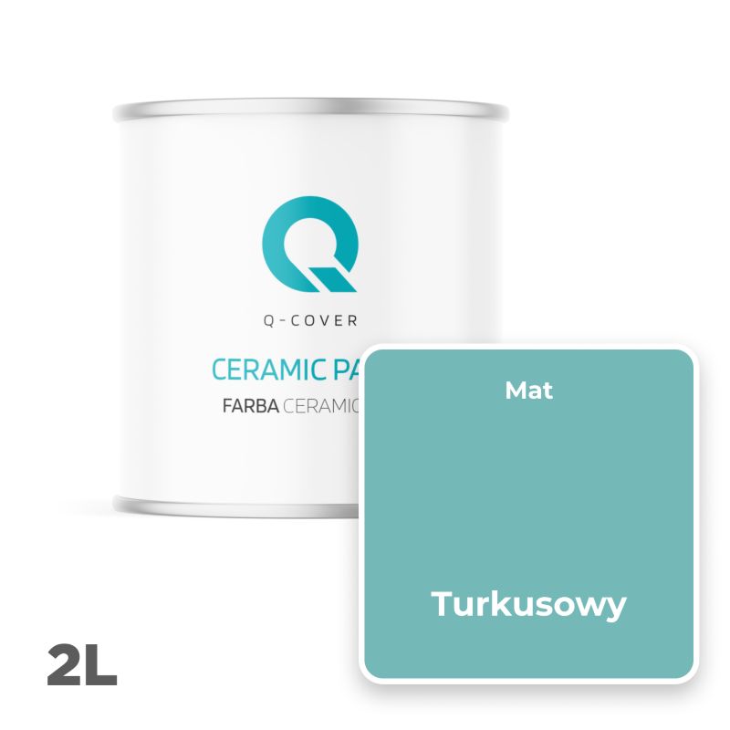 Farba Ceramiczna Do Ścian i Sufitów Q-Cover Turkusowy H1441 Głęboki Mat 2L