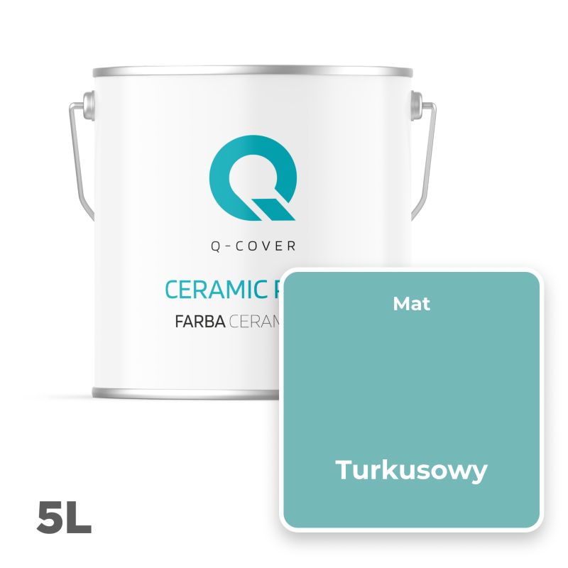 Farba Ceramiczna Do Ścian i Sufitów Q-Cover Turkusowy H1441 Głęboki Mat 5L