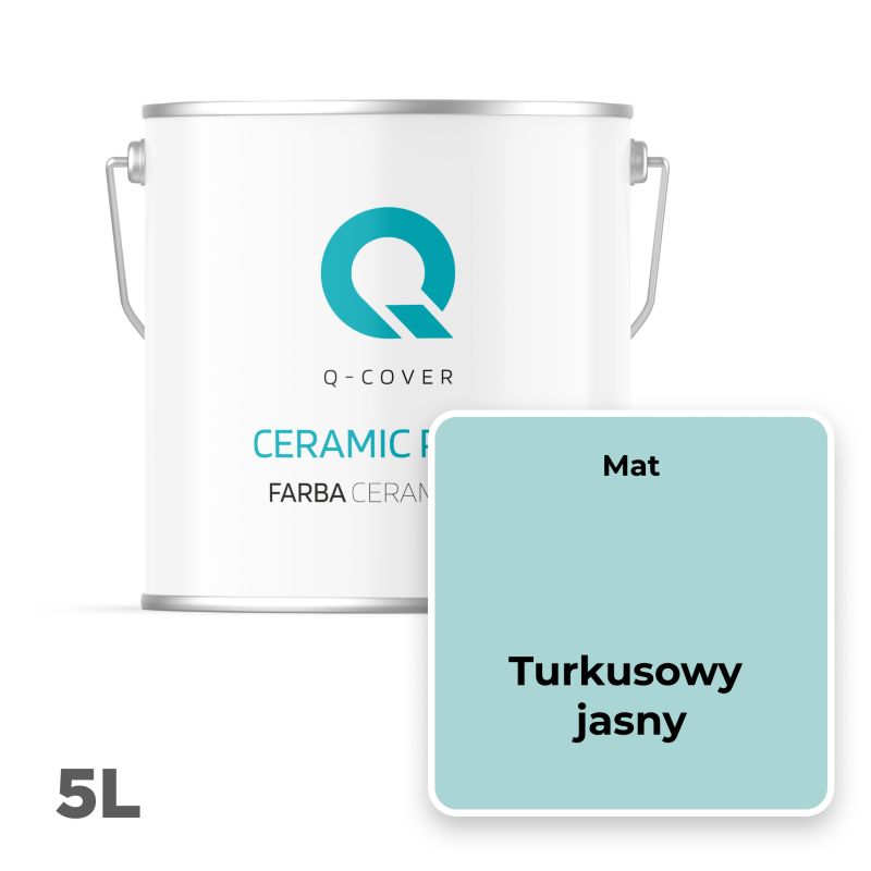 Farba Ceramiczna Do Ścian i Sufitów Q-Cover Turkusowy jasny H1462 Głęboki Mat 5L