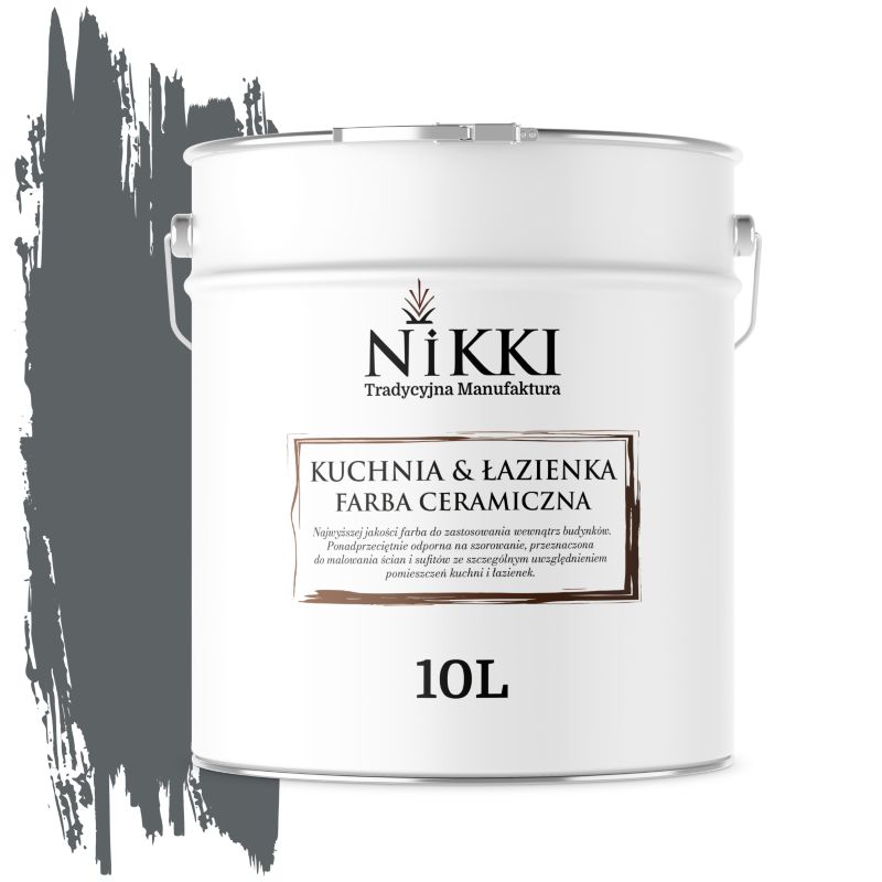 Farba Ceramiczna do Kuchni i Łazienki Zmywalna NIKKI Antracyt H0912 Głęboki Mat 10L