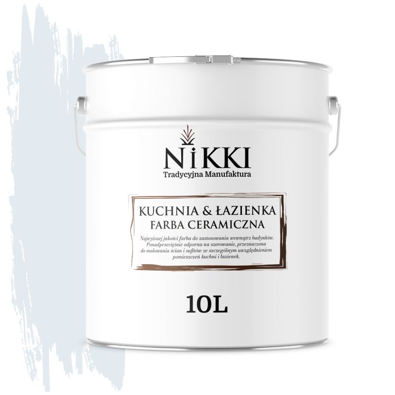 Farba Ceramiczna do Kuchni i Łazienki Zmywalna NIKKI Biel złamana w błękit H0179 Głęboki Mat 10L