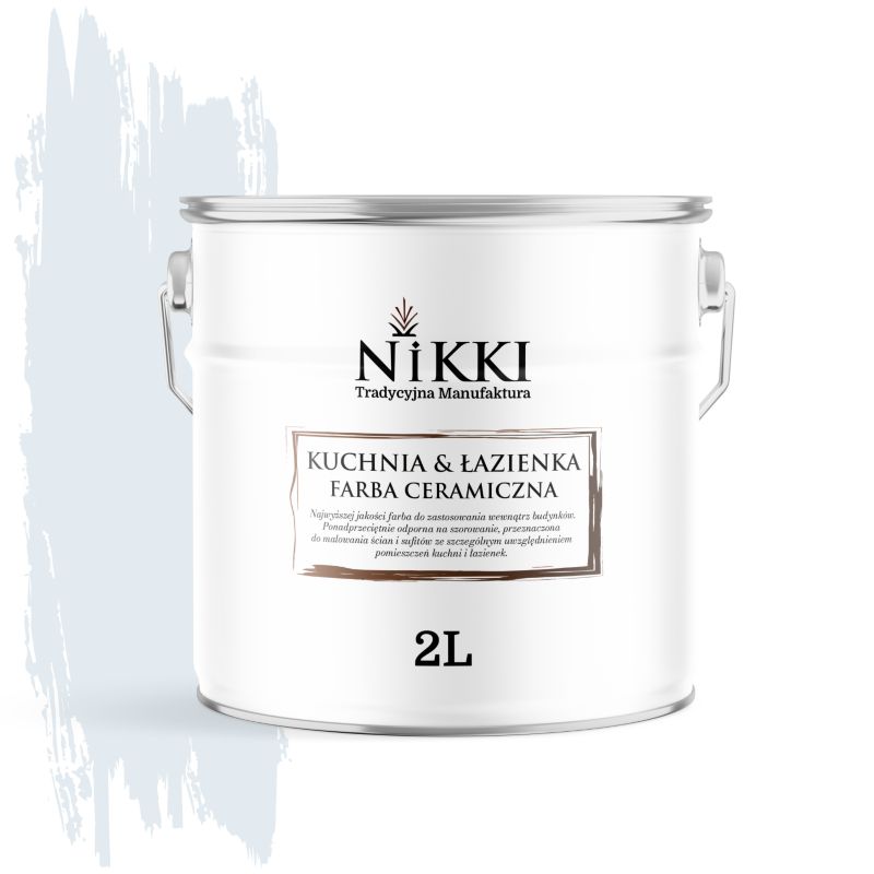 Farba Ceramiczna do Kuchni i Łazienki Zmywalna NIKKI Biel złamana w błękit H0179 Głęboki Mat 2L