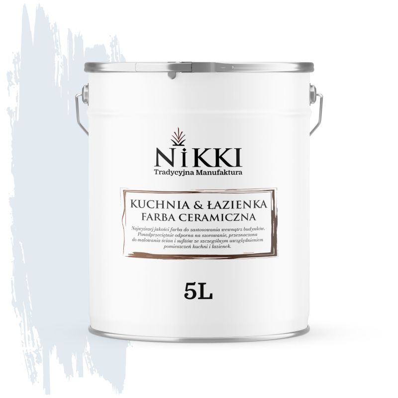 Farba Ceramiczna do Kuchni i Łazienki Zmywalna NIKKI Biel złamana w błękit H0179 Głęboki Mat 5L