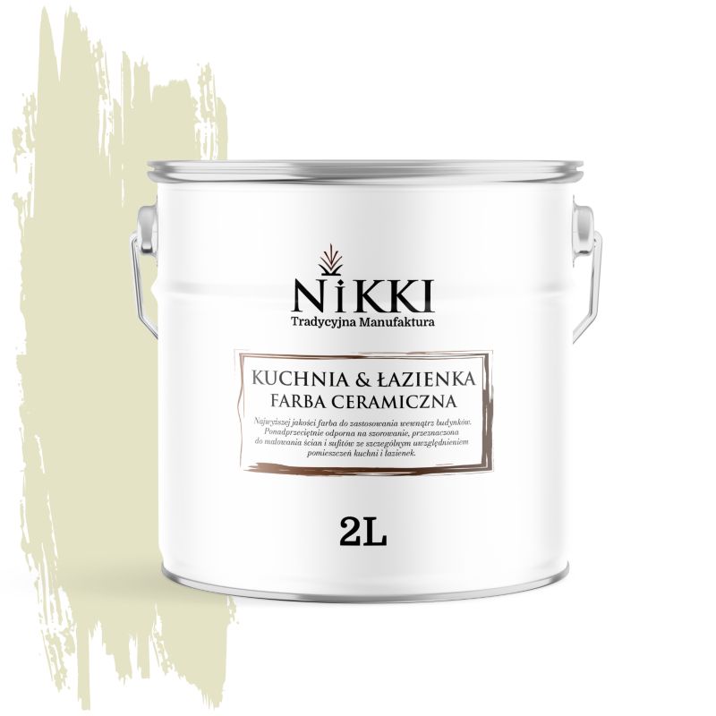 Farba Ceramiczna do Kuchni i Łazienki Zmywalna NIKKI Biel złamana w groszkowy H2476 Głęboki Mat 2L