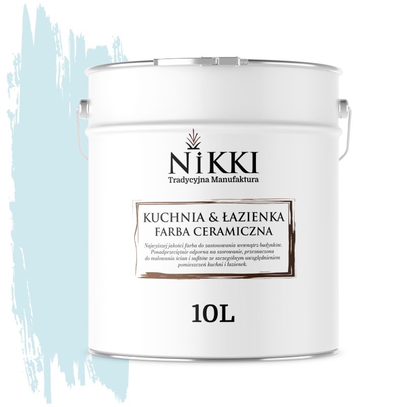 Farba Ceramiczna do Kuchni i Łazienki Zmywalna NIKKI Biel złamana w niebieski H0378 Głęboki Mat 10L