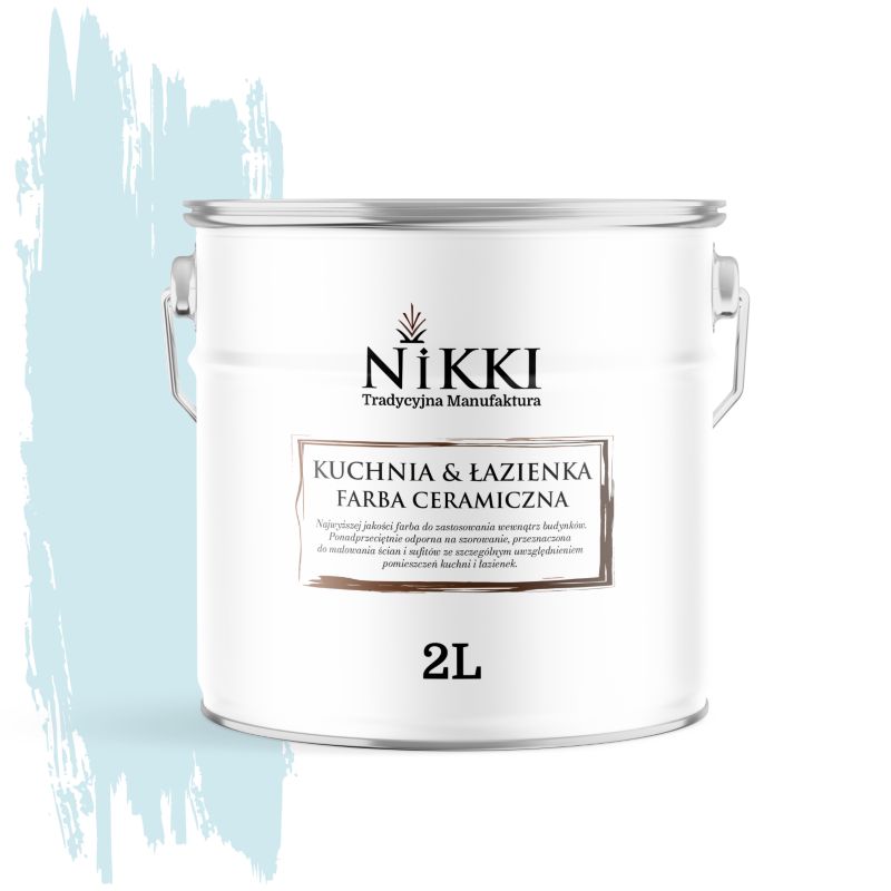 Farba Ceramiczna do Kuchni i Łazienki Zmywalna NIKKI Biel złamana w niebieski H0378 Głęboki Mat 2L