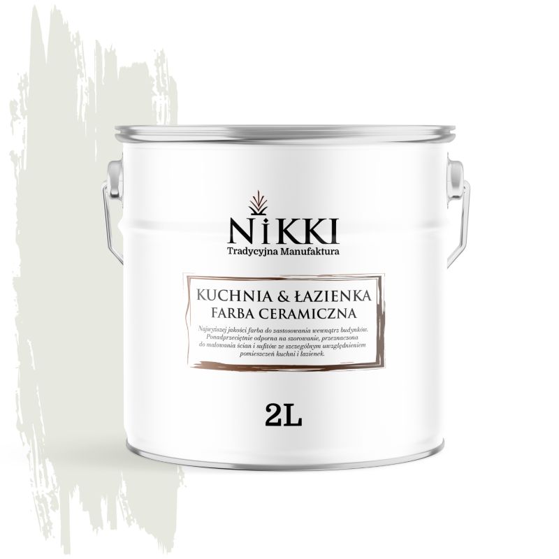Farba Ceramiczna do Kuchni i Łazienki Zmywalna NIKKI Biel złamana w oliwkowy H2079 Głęboki Mat 2L