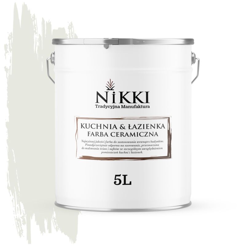 Farba Ceramiczna do Kuchni i Łazienki Zmywalna NIKKI Biel złamana w oliwkowy H2079 Głęboki Mat 5L