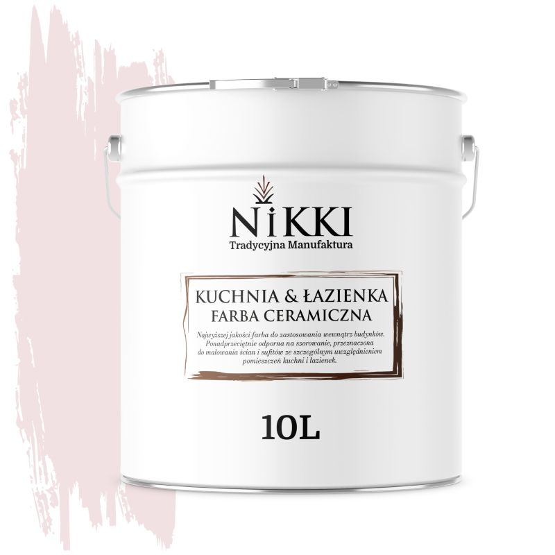 Farba Ceramiczna do Kuchni i Łazienki Zmywalna NIKKI Biel złamana w róż H3678 Głęboki Mat 10L