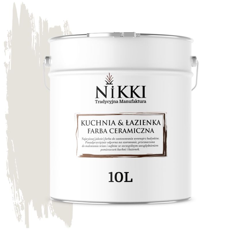 Farba Ceramiczna do Kuchni i Łazienki Zmywalna NIKKI Biel złamana w szary H1276 Głęboki Mat 10L