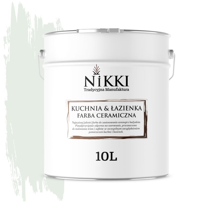Farba Ceramiczna do Kuchni i Łazienki Zmywalna NIKKI Biel złamana w zieleń H1881 Głęboki Mat 10L