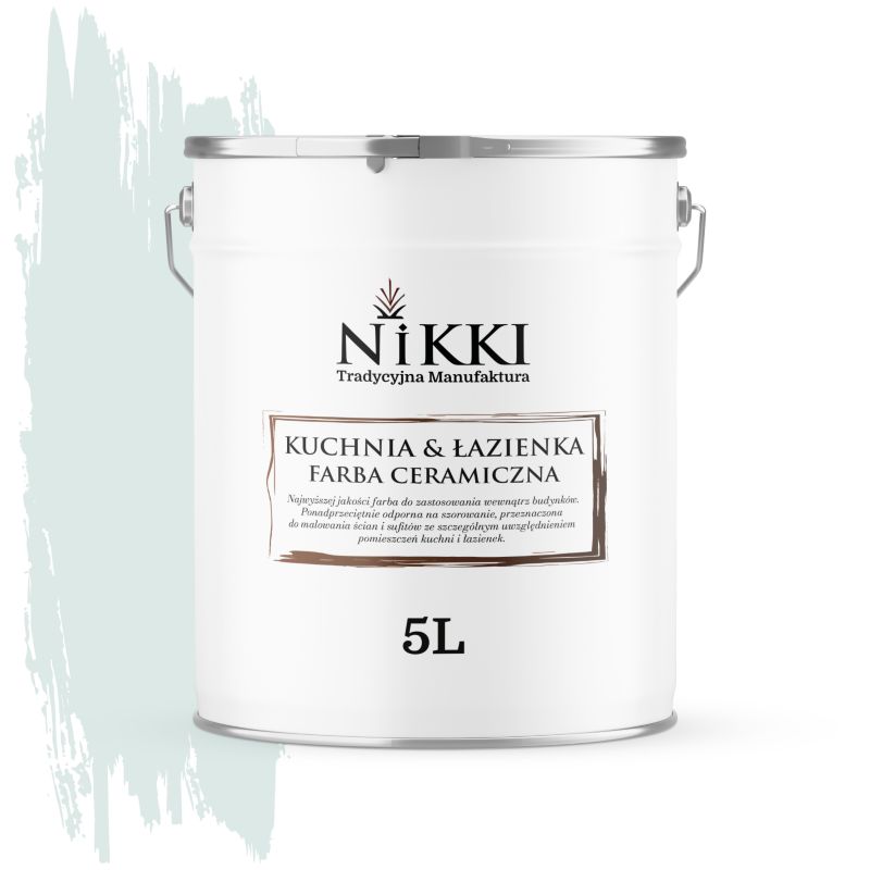 Farba Ceramiczna do Kuchni i Łazienki Zmywalna NIKKI Biel złamana z turkusowy H1576 Głęboki Mat 5L