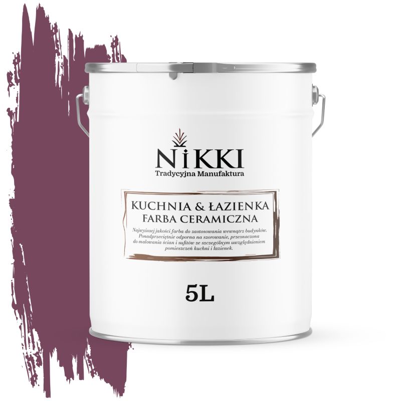 Farba Ceramiczna do Kuchni i Łazienki Zmywalna NIKKI Bordowy H2809 Głęboki Mat 5L