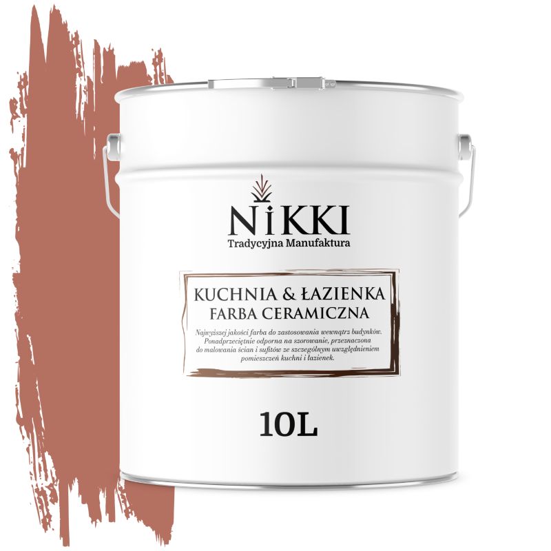 Farba Ceramiczna do Kuchni i Łazienki Zmywalna NIKKI Ceglasty H4728 Głęboki Mat 10L