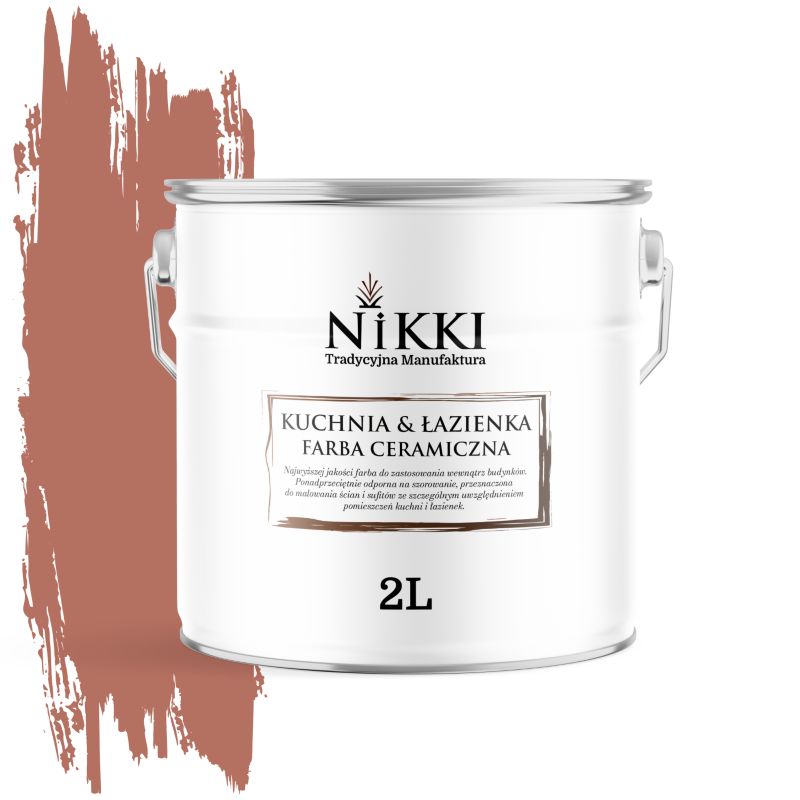 Farba Ceramiczna do Kuchni i Łazienki Zmywalna NIKKI Ceglasty H4728 Głęboki Mat 2L