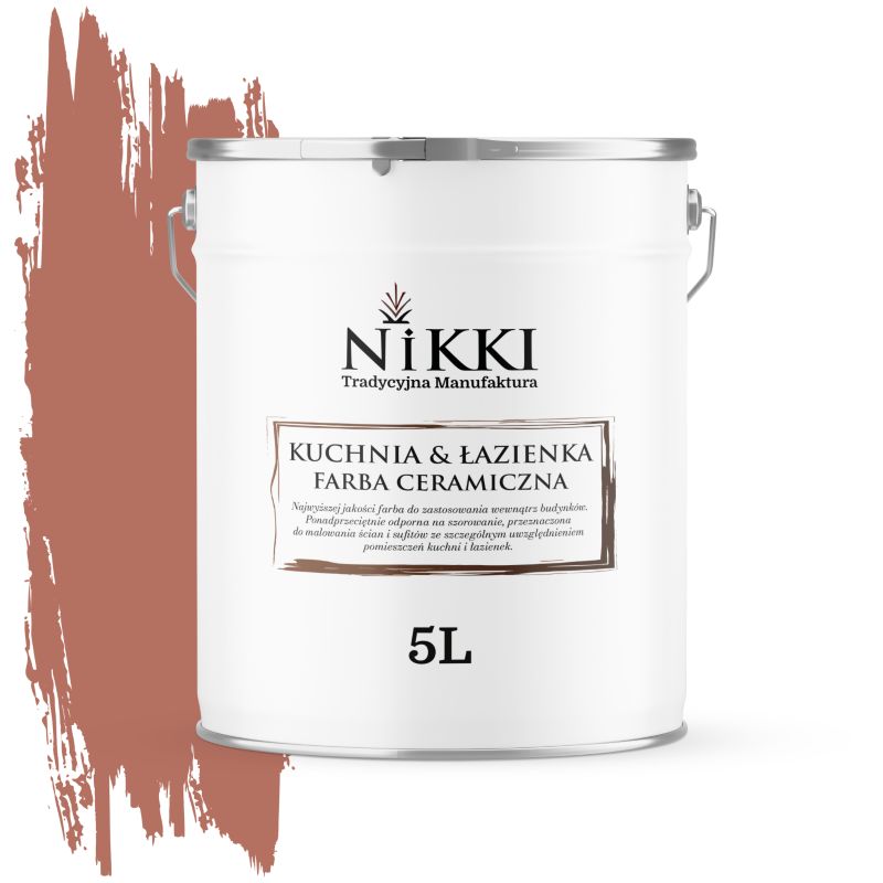 Farba Ceramiczna do Kuchni i Łazienki Zmywalna NIKKI Ceglasty H4728 Głęboki Mat 5L