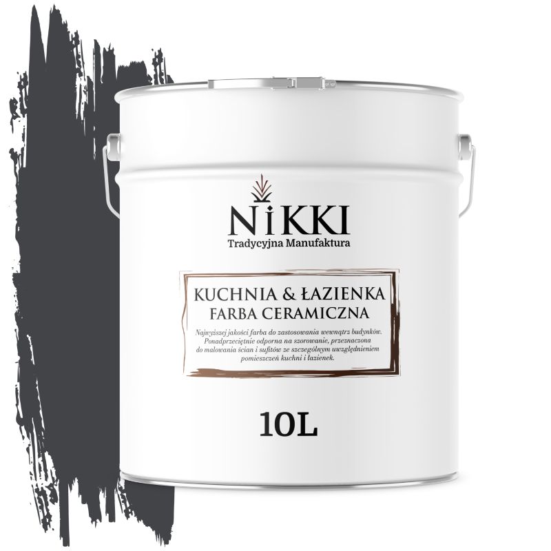 Farba Ceramiczna do Kuchni i Łazienki Zmywalna NIKKI Czarny H0907 Głęboki Mat 10L