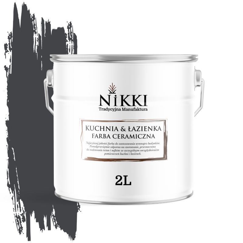 Farba Ceramiczna do Kuchni i Łazienki Zmywalna NIKKI Czarny H0907 Głęboki Mat 2L