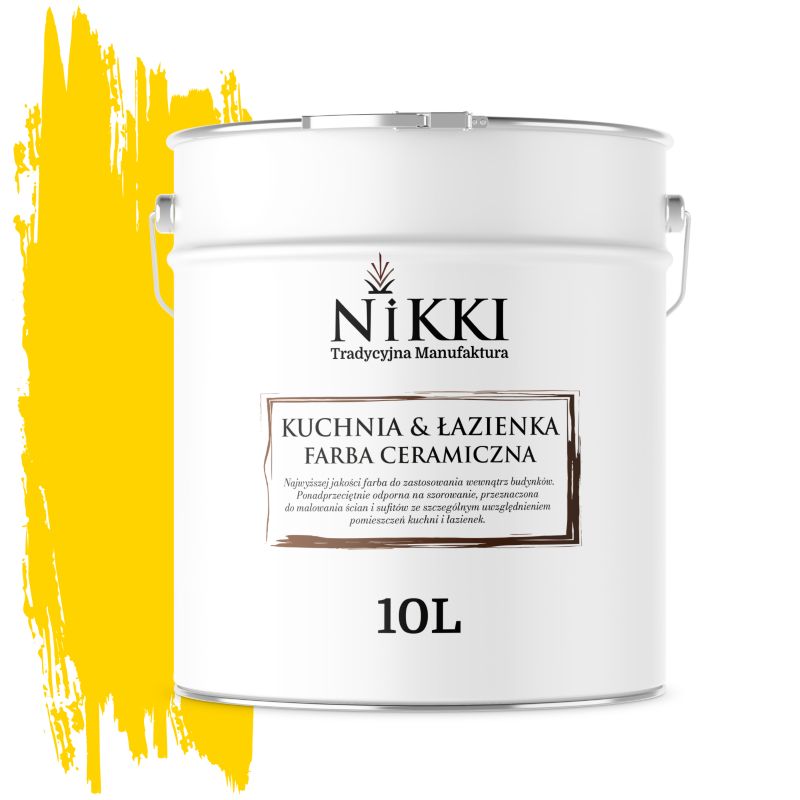 Farba Ceramiczna do Kuchni i Łazienki Zmywalna NIKKI Intensywny żółty H6967 Głęboki Mat 10L