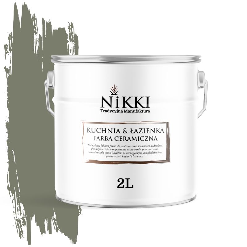 Farba Ceramiczna do Kuchni i Łazienki Zmywalna NIKKI Khaki ciemny H1720 Głęboki Mat 2L