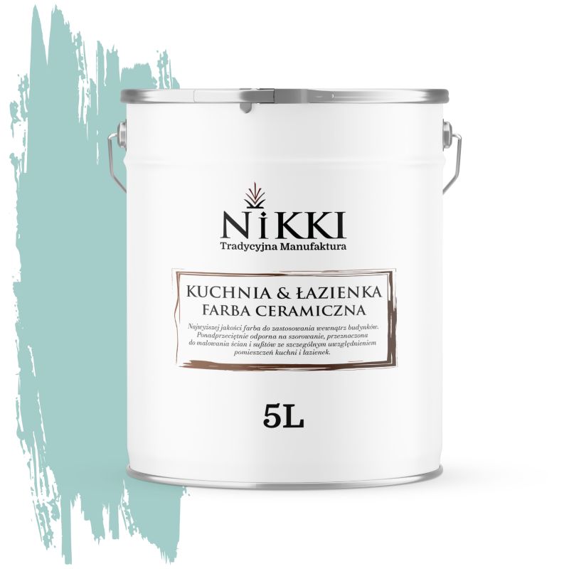 Farba Ceramiczna do Kuchni i Łazienki Zmywalna NIKKI Miętowy H1553 Głęboki Mat 5L