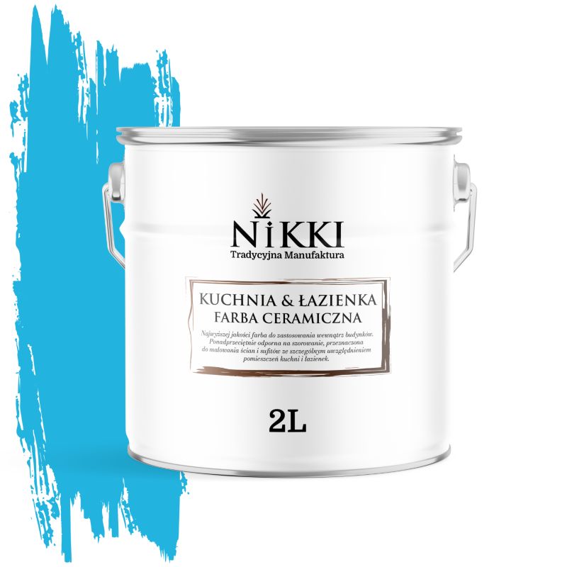 Farba Ceramiczna do Kuchni i Łazienki Zmywalna NIKKI Niebieski H0340 Głęboki Mat 2L