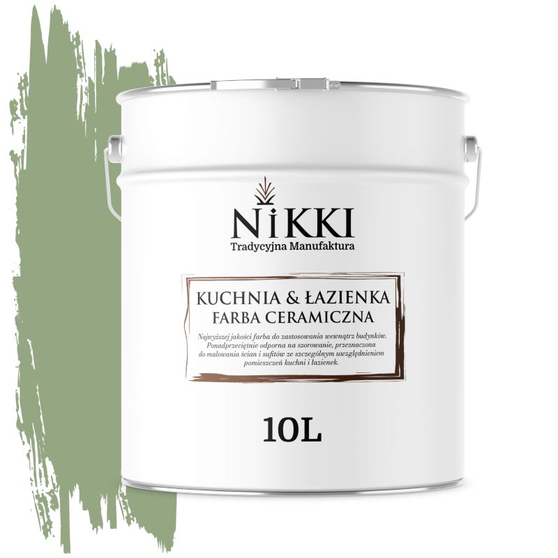 Farba Ceramiczna do Kuchni i Łazienki Zmywalna NIKKI Oliwkowy ciemny H2036 Głęboki Mat 10L