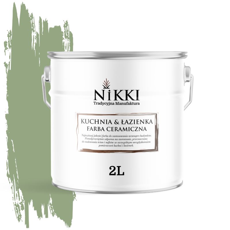 Farba Ceramiczna do Kuchni i Łazienki Zmywalna NIKKI Oliwkowy ciemny H2036 Głęboki Mat 2L