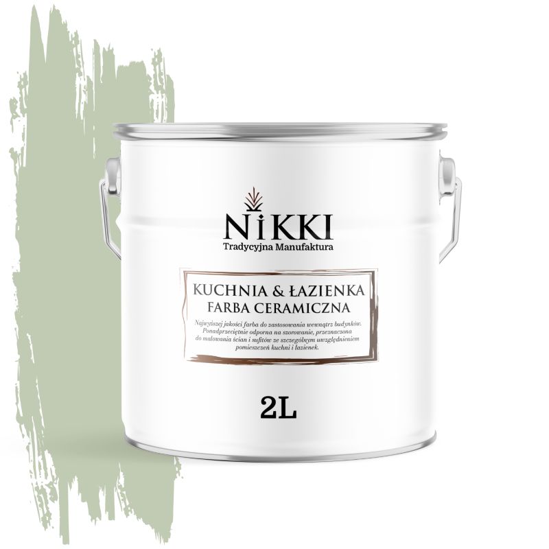 Farba Ceramiczna do Kuchni i Łazienki Zmywalna NIKKI Oliwkowy H2055 Głęboki Mat 2L