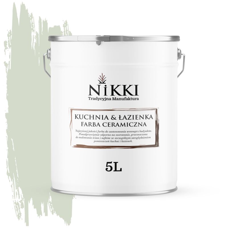 Farba Ceramiczna do Kuchni i Łazienki Zmywalna NIKKI Oliwkowy jasny H2068 Głęboki Mat 5L