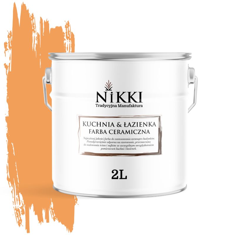 Farba Ceramiczna do Kuchni i Łazienki Zmywalna NIKKI Pomarańczowy H5944 Głęboki Mat 2L