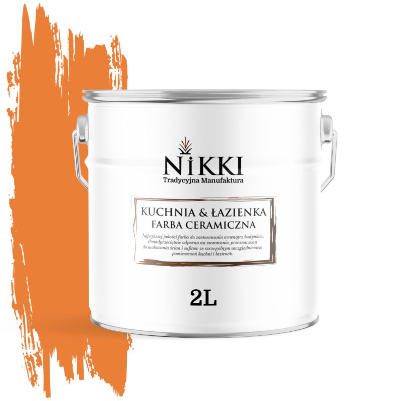 Farba Ceramiczna do Kuchni i Łazienki Zmywalna NIKKI Pomarańczowy intensywny H5933 Głęboki Mat 2L
