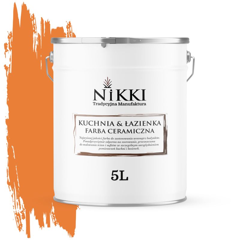 Farba Ceramiczna do Kuchni i Łazienki Zmywalna NIKKI Pomarańczowy intensywny H5933 Głęboki Mat 5L