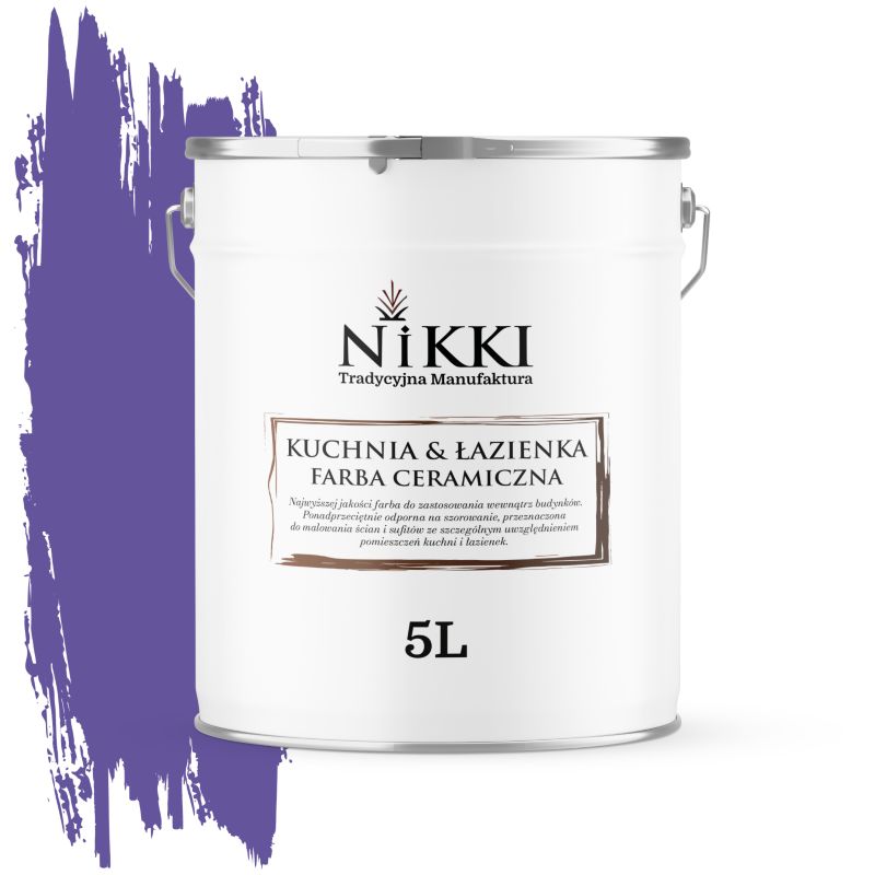 Farba Ceramiczna do Kuchni i Łazienki Zmywalna NIKKI Purpurowy H2711 Głęboki Mat 5L