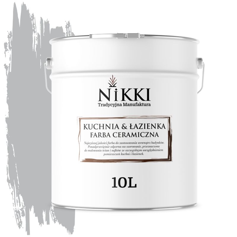 Farba Ceramiczna do Kuchni i Łazienki Zmywalna NIKKI Szary H1050 Głęboki Mat 10L