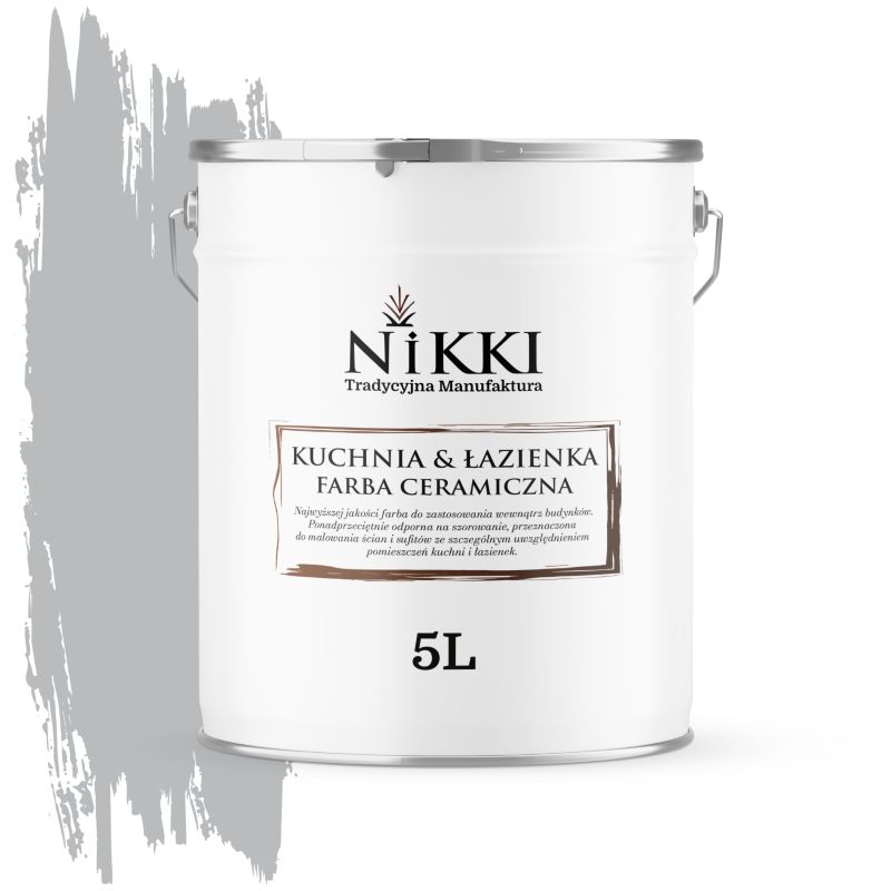 Farba Ceramiczna do Kuchni i Łazienki Zmywalna NIKKI Szary H1050 Głęboki Mat 5L