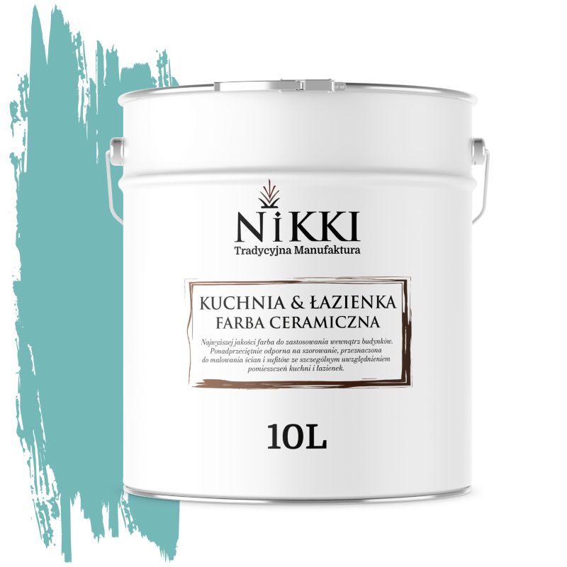 Farba Ceramiczna do Kuchni i Łazienki Zmywalna NIKKI Turkusowy H1441 Głęboki Mat 10L