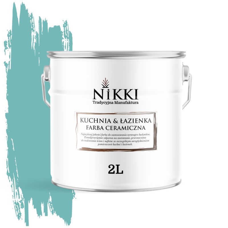 Farba Ceramiczna do Kuchni i Łazienki Zmywalna NIKKI Turkusowy H1441 Głęboki Mat 2L