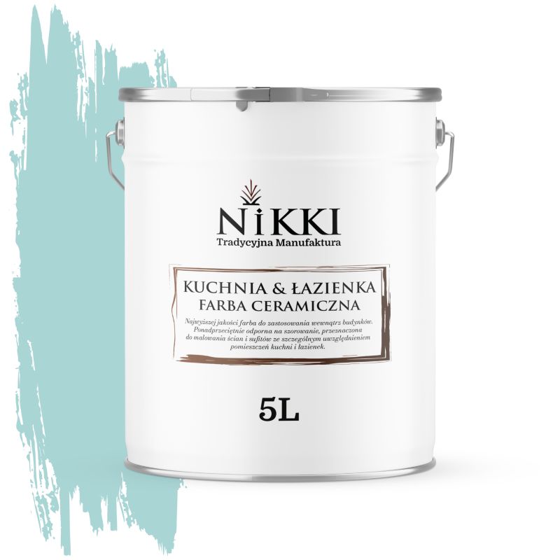 Farba Ceramiczna do Kuchni i Łazienki Zmywalna NIKKI Turkusowy jasny H1462 Głęboki Mat 5L