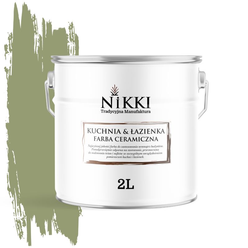 Farba Ceramiczna do Kuchni i Łazienki Zmywalna NIKKI Zgniła zieleń ciemny H2231 Głęboki Mat 2L