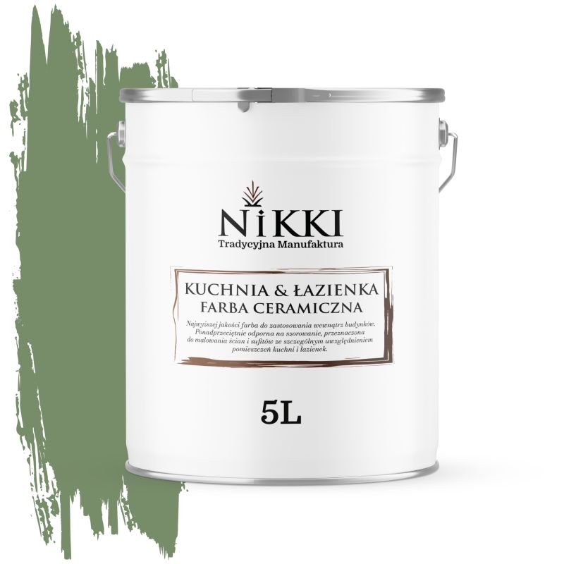 Farba Ceramiczna do Kuchni i Łazienki Zmywalna NIKKI Zielony ciemny H2123 Głęboki Mat 5L